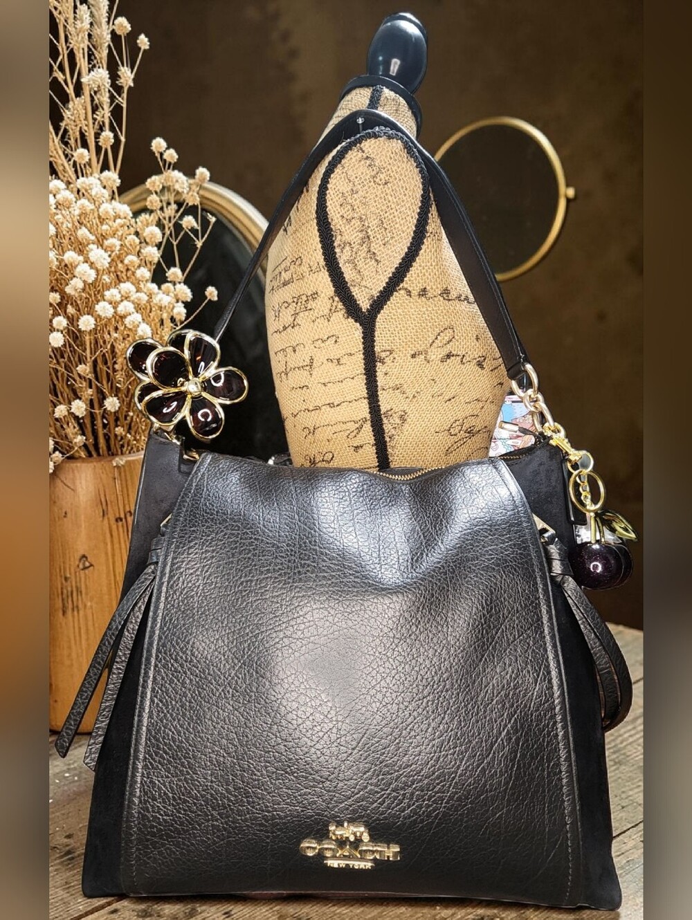 Coach Marlon Hobo Black Pebbled Leather Bag Style No. F79994 - Picture 9 of 15